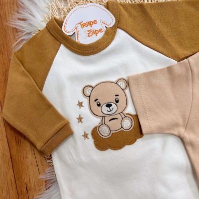 Conj. de Malha 3 peças - Bear com Estrelinhas - Caramelo